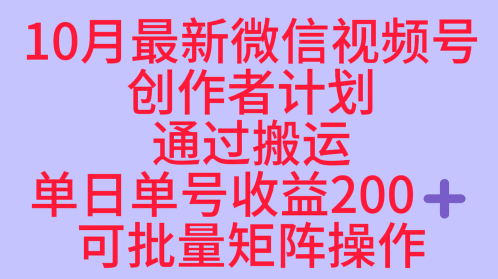 视频号收益最大化赛道长久稳定红利项目可批量矩阵操作-无双副业