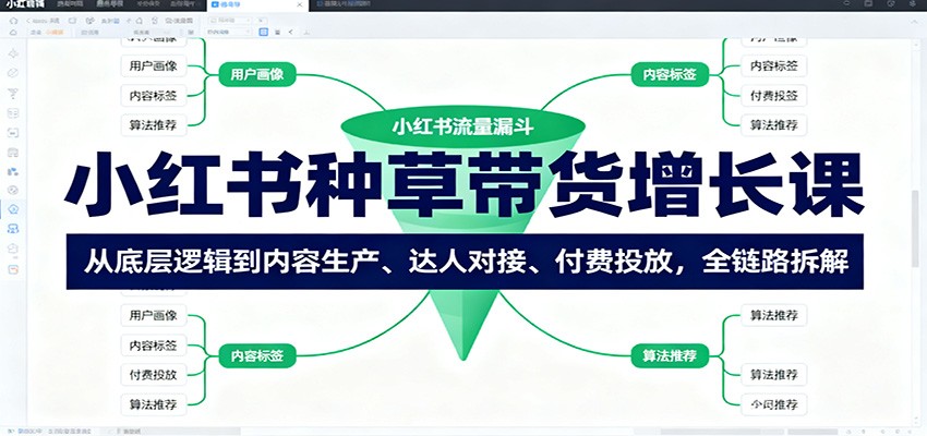 小红书种草带货增长课:全链路拆解内容生产达人对接付费投放-无双副业