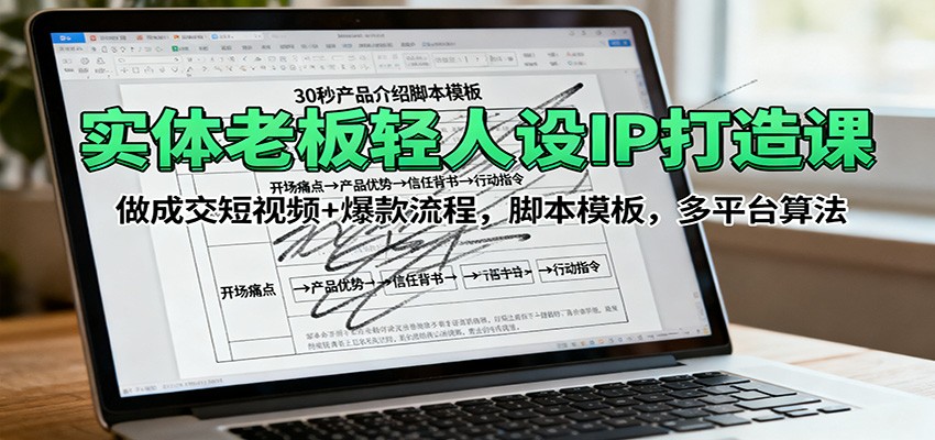 实体老板轻人设IP打造课:成交短视频与爆款流程脚本模板-无双副业