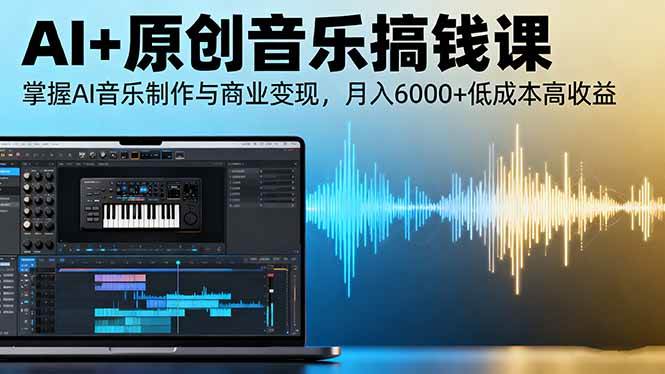 AI原创音乐搞钱课:掌握AI音乐制作与商业变现实现月入6000+-无双副业