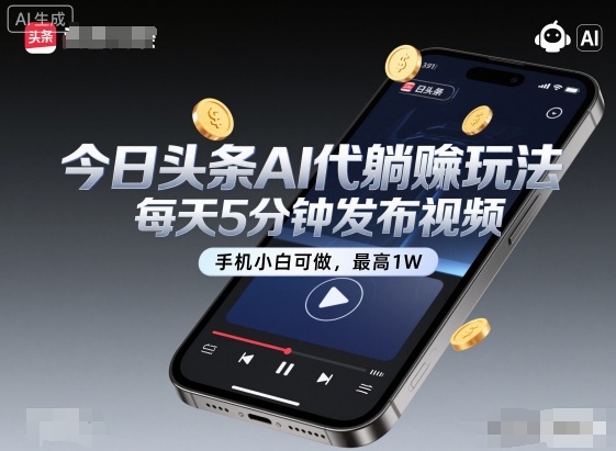 今日头条AI代运营玩法揭秘,手机小白轻松日赚万元-无双副业