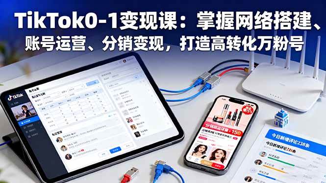 TikTok0-1变现课:掌握网络搭建、账号运营、分销变现,打造高转化万粉号-无双副业
