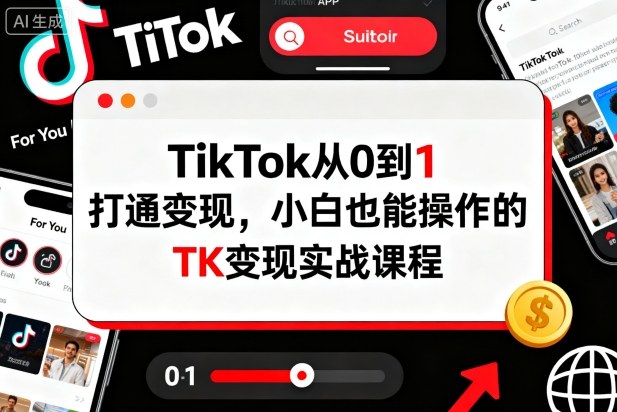 TikTok从0到1打通变现的实战课程适合新手操作-无双副业