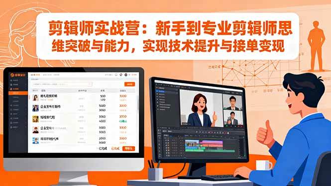 剪辑师实战营:新手到专业剪辑师思维突破与能力提升-无双副业