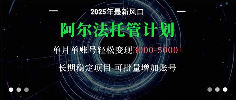 阿尔法托管计划 单账号月入3000-5000长期稳定新手轻松上手-无双副业