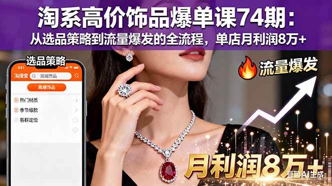 淘系高价饰品爆单课:从选品策略到流量爆发的全流程-无双副业
