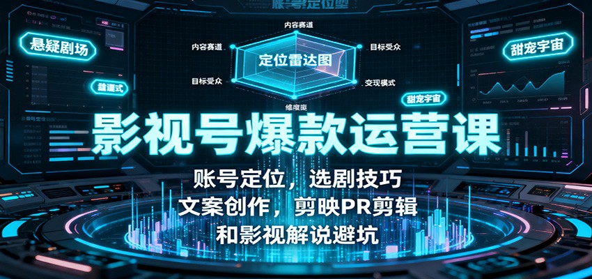 影视解说运营课:账号定位选剧文案剪辑避坑全攻略-无双副业