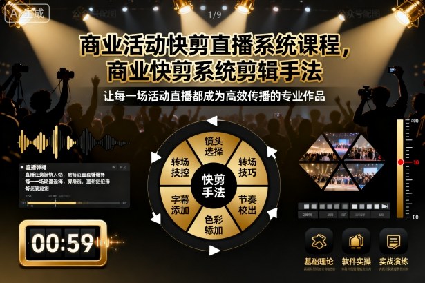 商业活动快剪直播系统课程与剪辑手法教学-无双副业