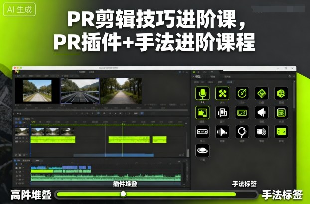 PR剪辑技巧进阶课:插件应用与高级手法全解析-无双副业