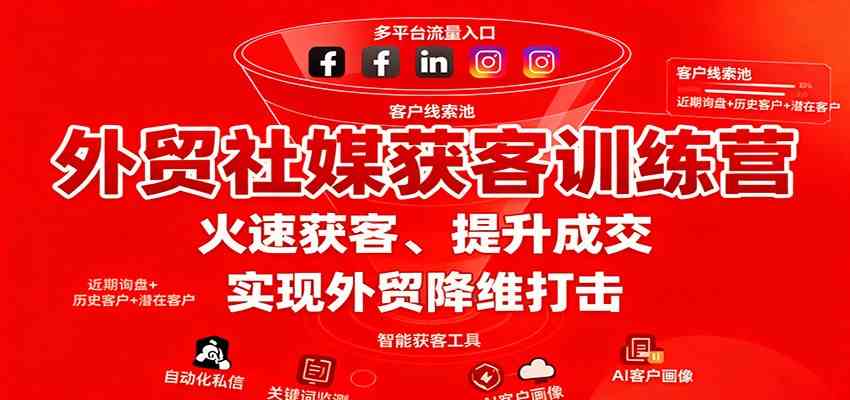 外贸社媒获客训练营,火速获客提升成交实现外贸降维打击-无双副业