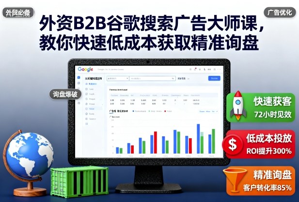 外资B2B谷歌搜索广告大师课快速低成本获取精准询盘-无双副业