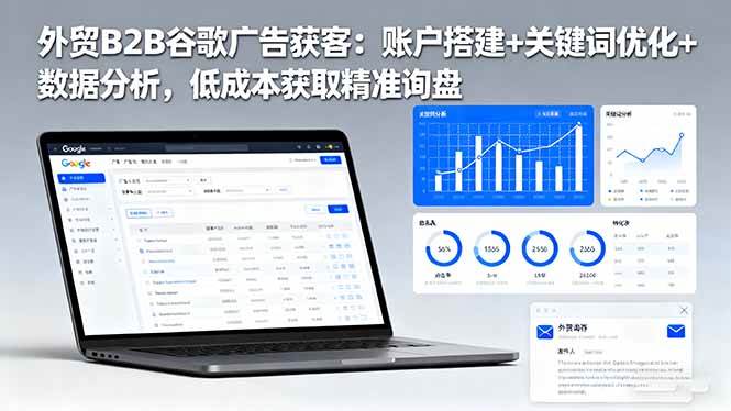 外贸B2B谷歌广告获客:账户搭建+关键词优化+数据分析,低成本获取精准询盘-无双副业
