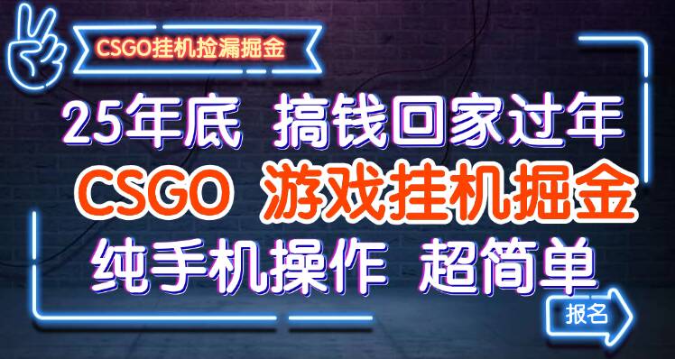CSGO游戏挂机掘金项目,纯手机操作轻松赚钱-无双副业