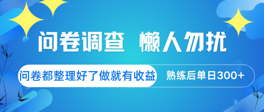 问卷整理好，做就有收益，熟练后日入300+-无双副业