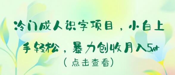 成人识字项目轻松上手，月入5万+的创收机会-无双副业