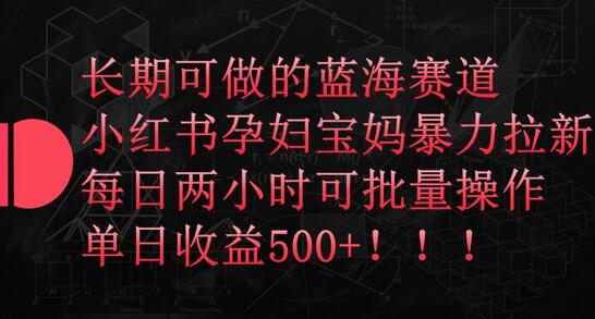 小红书孕妇宝妈蓝海赛道，每日两小时操作单日收益500+-无双副业
