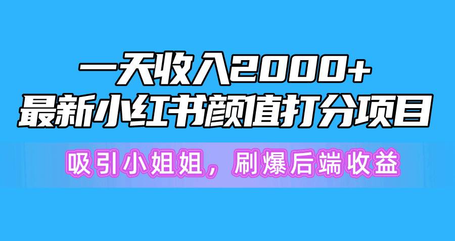 小红书颜值打分项目：轻松吸引女性用户，实现高收益-无双副业
