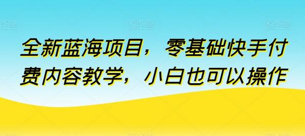 零基础快手付费内容教学，小白轻松上手-无双副业