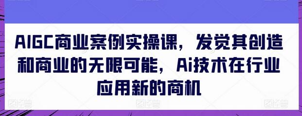 AIGC商业案例实操课：探索AI技术的行业应用与商机-无双副业