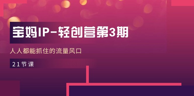 宝妈IP轻创营：抓住流量风口的21节实战课程-无双副业