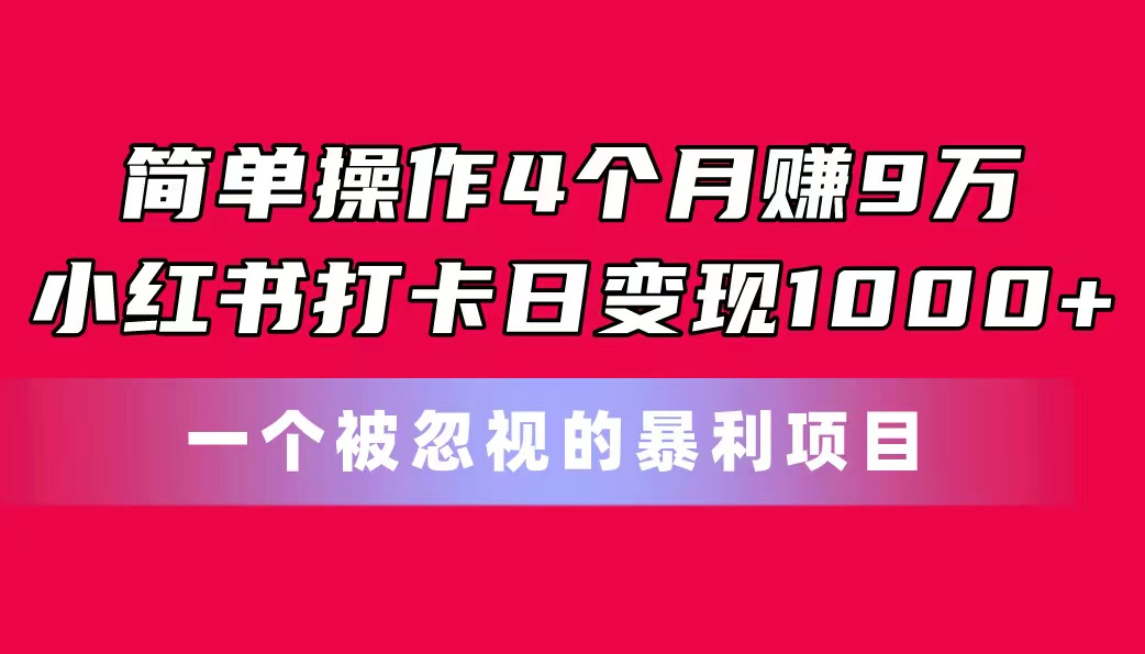 小红书打卡项目轻松变现，4个月赚9万！-无双副业