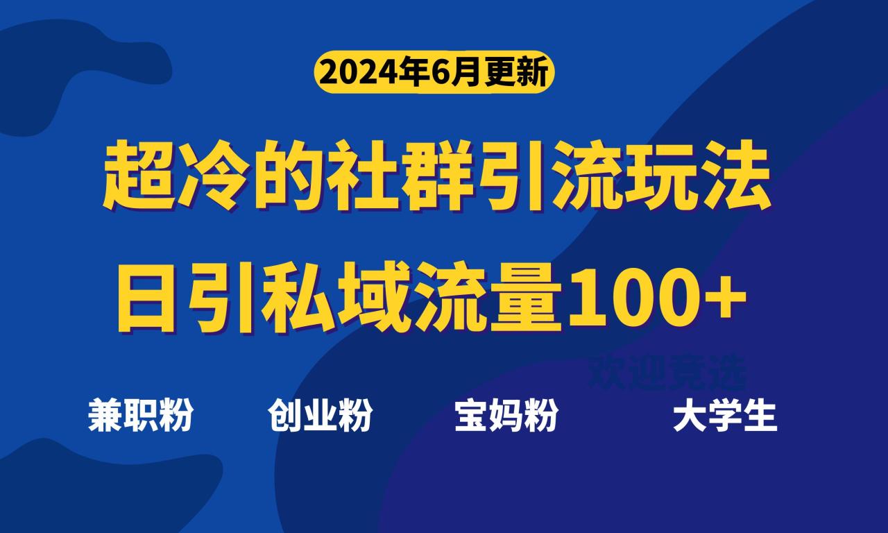 超冷门社群引流技巧，日引精准粉100+，简单易操作-无双副业