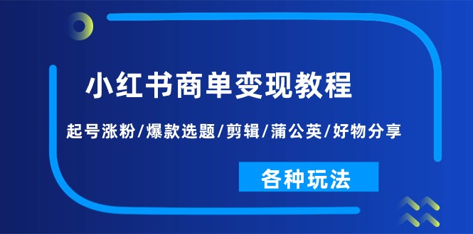 小红书商单变现全攻略：从起号到爆款内容制作-无双副业