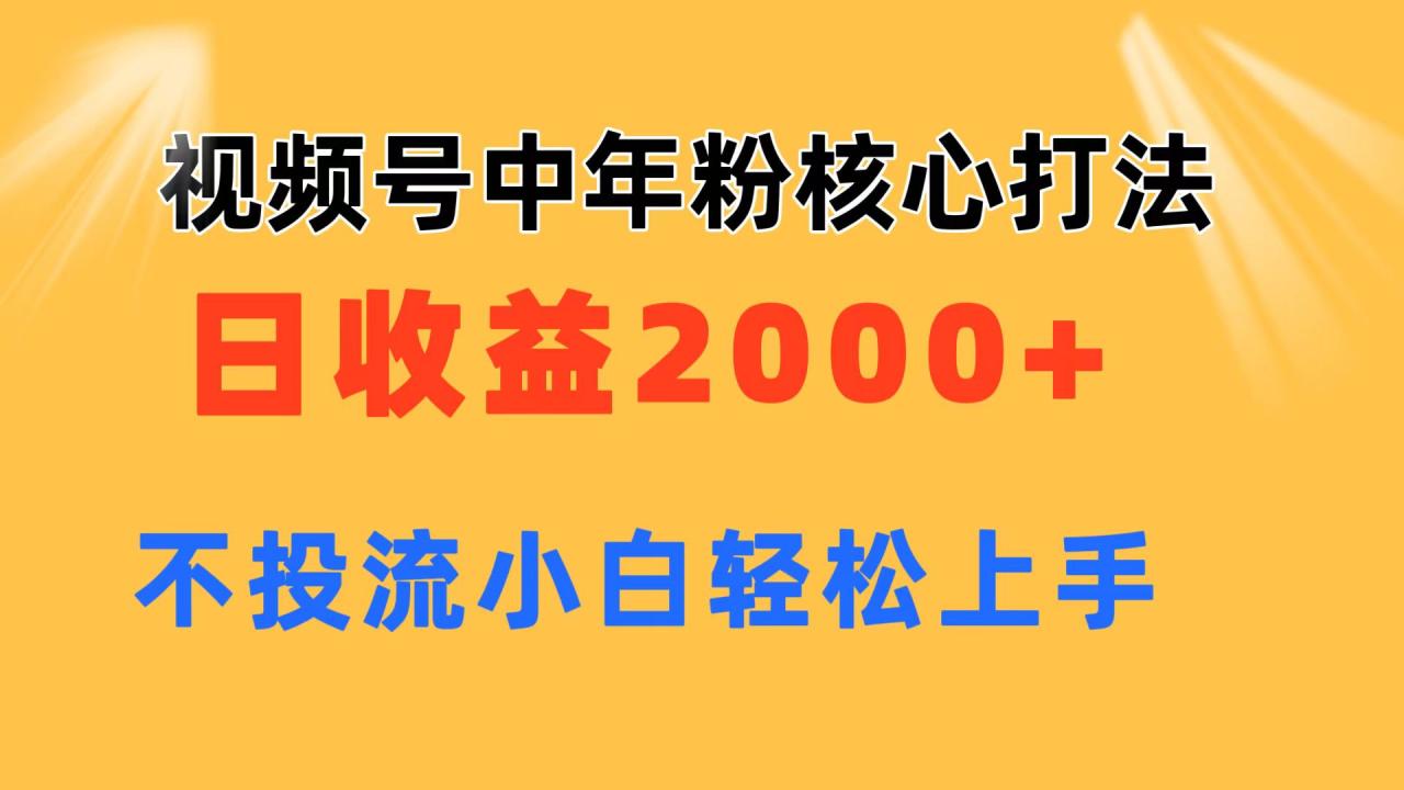 视频号中年粉变现核心玩法 日收益2000+轻松上手-无双副业