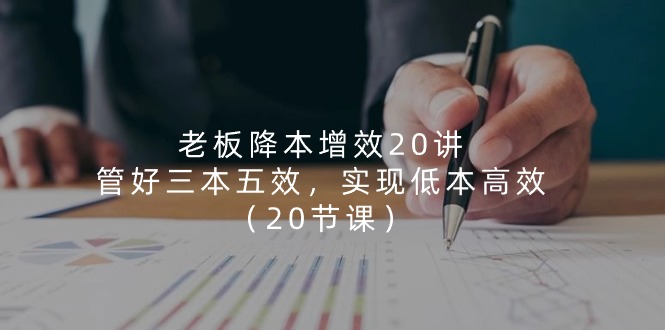 老板降本增效20讲：管好三本五效实现低本高效-无双副业