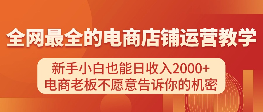电商店铺运营教学：新手小白日收入2000+的秘诀-无双副业