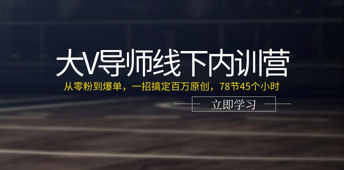 大V导师线下内训营：从零粉到爆单，百万原创实战指南-无双副业