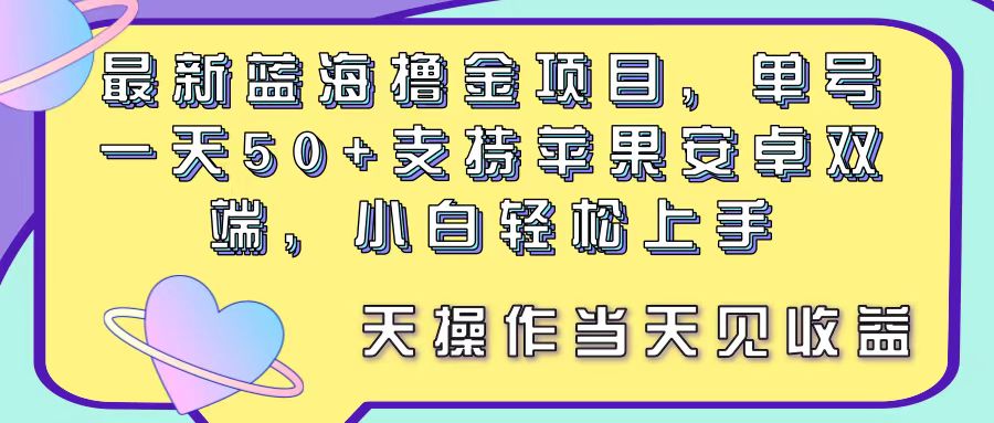 最新蓝海赚钱项目，单号日赚50+，支持双端操作，新手轻松入门-无双副业