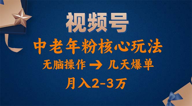 视频号高端中老年粉核心打法，无脑操作月入两万-无双副业
