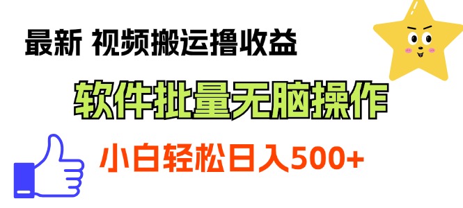 最新视频搬运技术，无脑批量操作轻松获取收益-无双副业