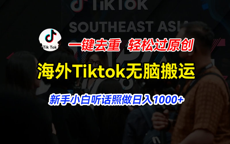海外TikTok短视频搬运技巧，新手轻松日入1000+-无双副业