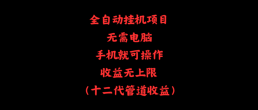 全自动挂机项目，手机操作，收益无上限-无双副业