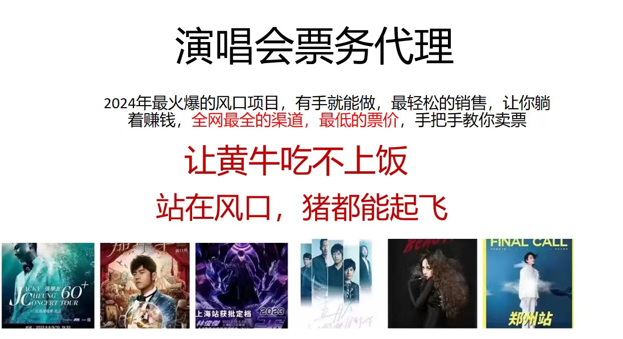2024演唱会票务代理，手把手教你卖票，日入2000+-无双副业
