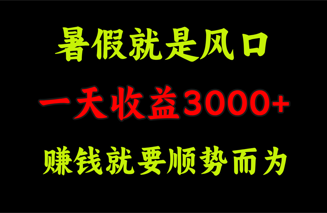 暑假赚钱风口：日收益3000+的稳定项目-无双副业