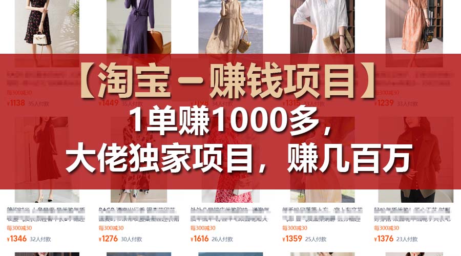 淘宝超高价女装项目，单笔利润1000+，年赚百万实操指南-无双副业
