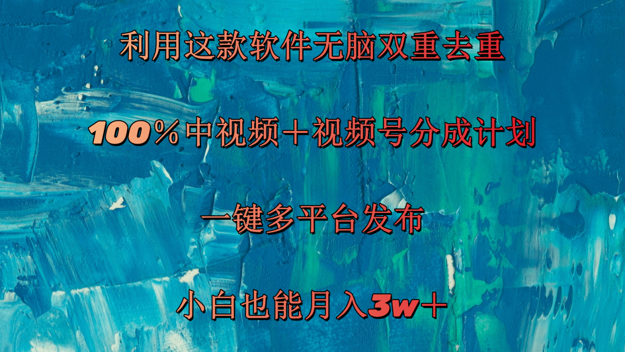 利用软件实现视频双重去重，轻松参与分成计划月入3万+-无双副业