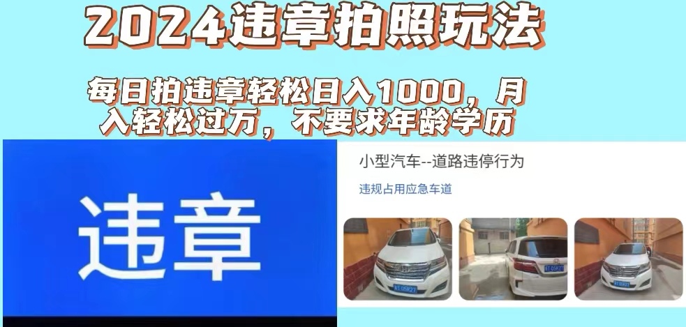 2024违章拍照新玩法：推广+拍照双模式，轻松日入千元-无双副业