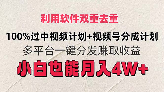 利用软件双重去重轻松过中视频和视频号分成计划-无双副业