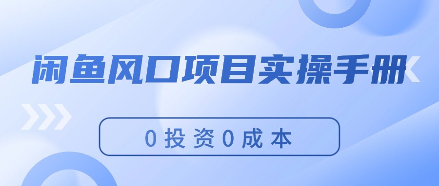 闲鱼风口项目实操手册，0投资0成本月入过万-无双副业