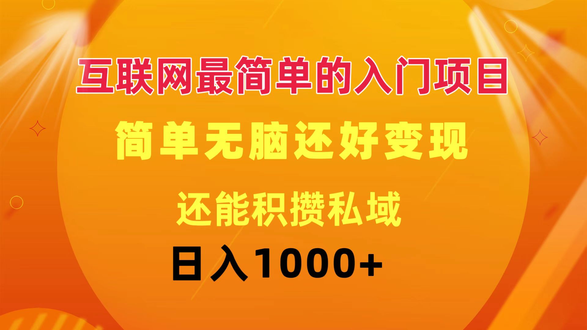 互联网入门项目：简单变现与私域积累日赚千元-无双副业