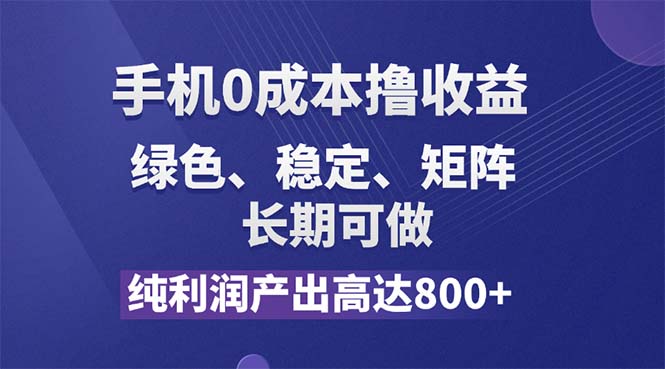 手机0成本撸羊毛项目，纯利润800+，绿色稳定长期操作-无双副业