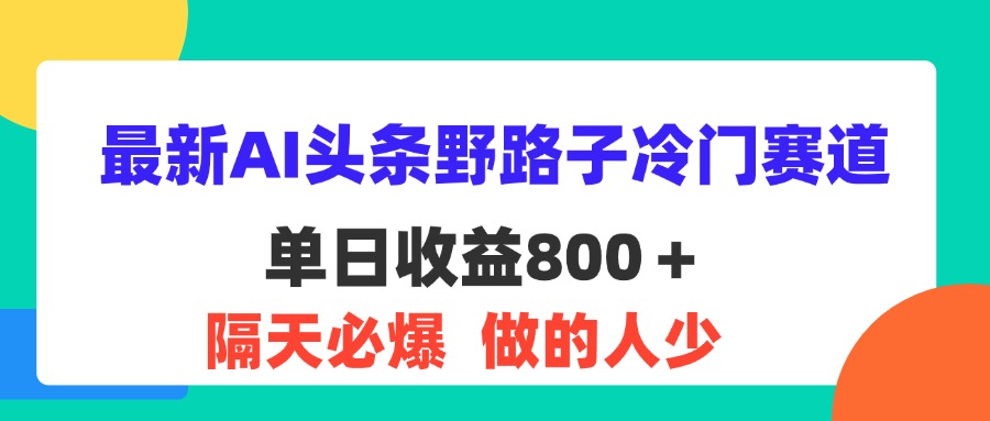 AI头条冷门赛道轻松日赚800+，新手必学赚钱技巧-无双副业
