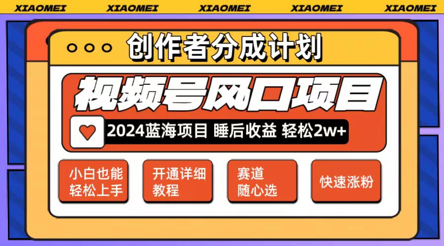 微信视频号大风口项目，多赛道选择轻松月入2w+-无双副业