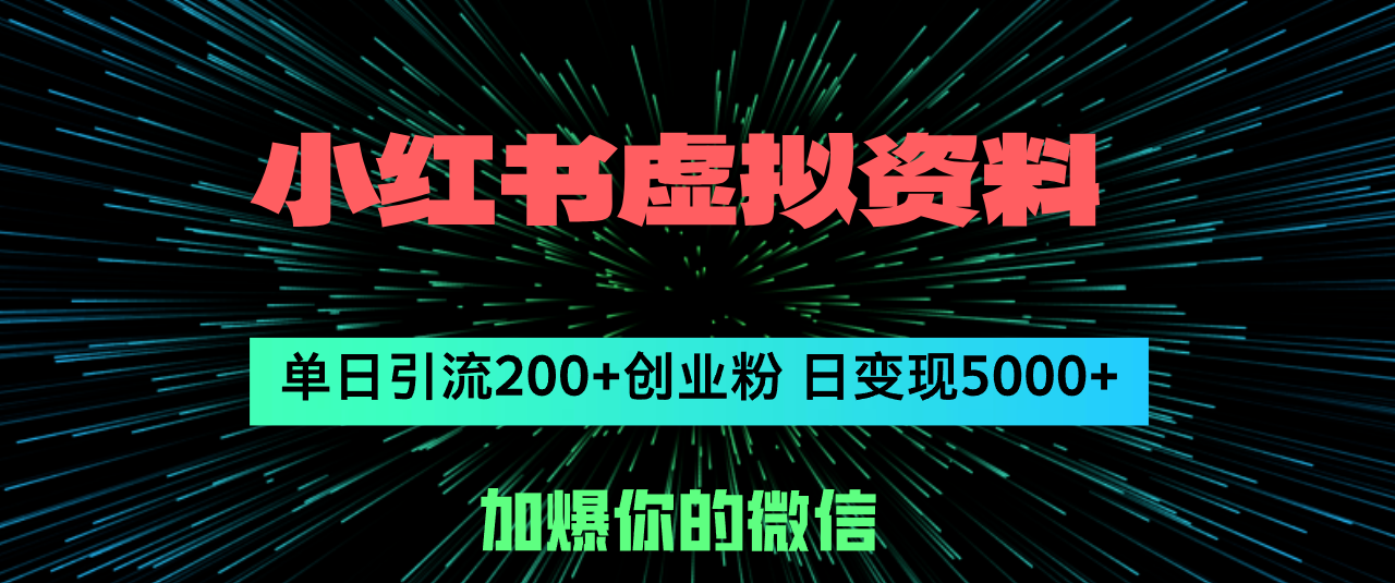 小红书虚拟资料引流创业粉，单日变现5000+的秘诀-无双副业