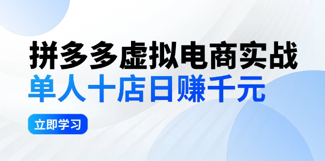 拼多多虚拟电商实战：单人10店日赚千元，稳定盈利不求风口-无双副业