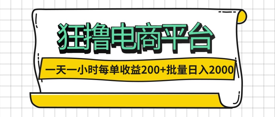 电商平台高效赚钱项目 每单收益200+ 日入2000+-无双副业